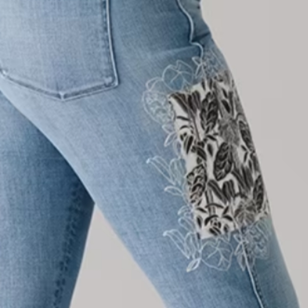 Whbm Hr Everyday Soft Medium Wash Patchwork Strai… - image 4